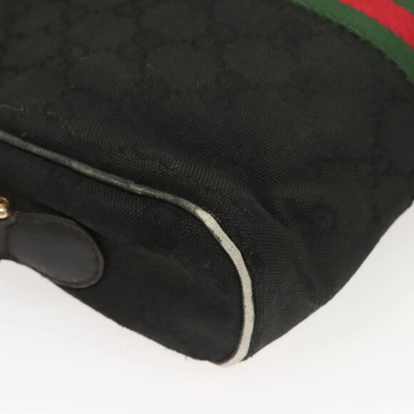 GUCCI GG Canvas Web Sherry Line Shoulder Bag Black Gold Red 010 378 Auth 129553 - Picture 4 of 16